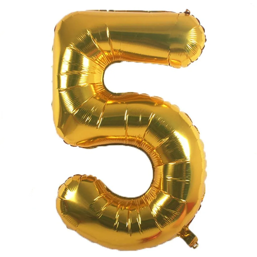 Gold Foil Digital Number Balloon - 5