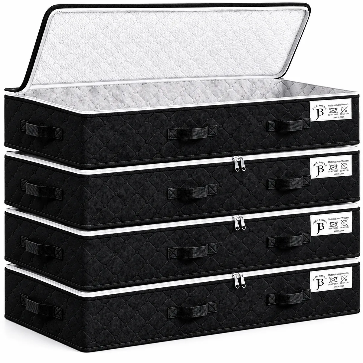 Jack Brown 90L Underbed Storage Containers Clothes Blankets Winter & Handle - Black