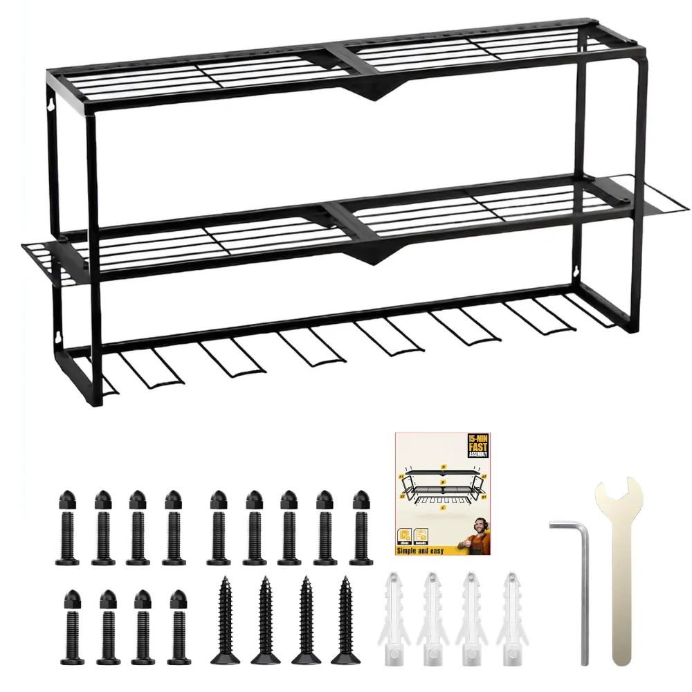 Arfast - 3 Tier Wall Mounted Power Tool Storage Rack with Two Holders
