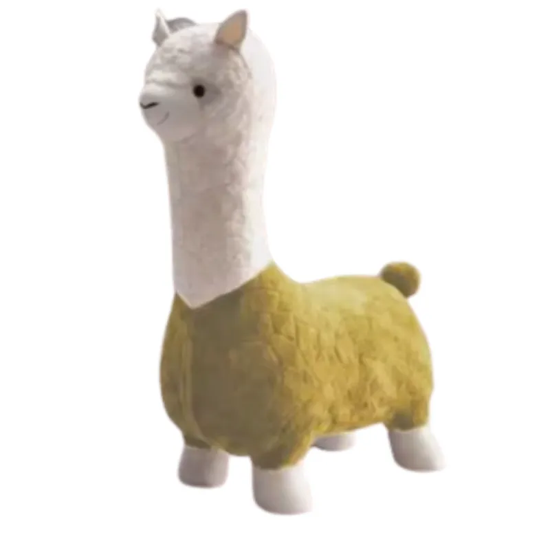 Plush Alpaca Animal Stool Chair - Yellow