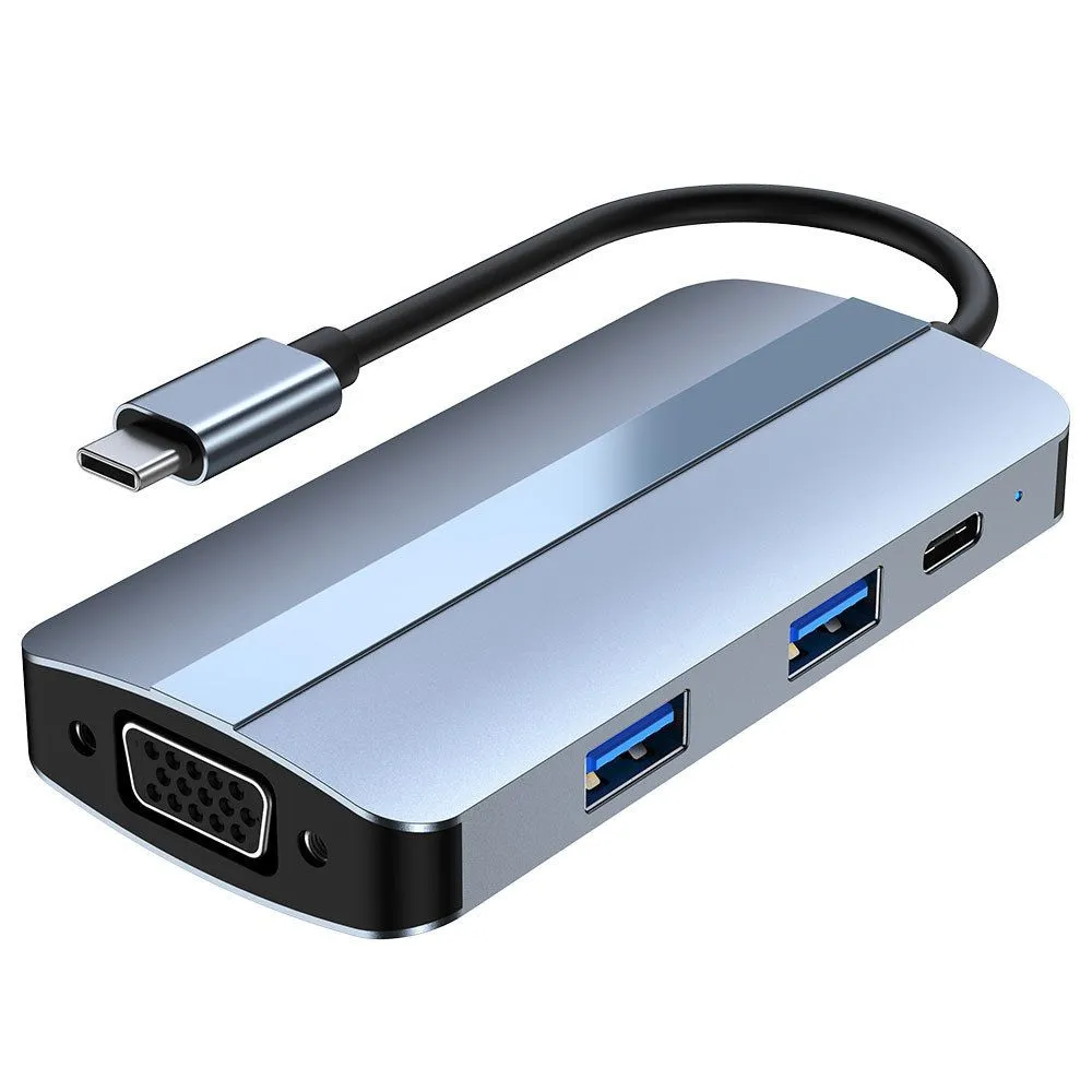 7-in-1 Type-C Expansion Dock with Dual Display and Audio, Silver 1pcs