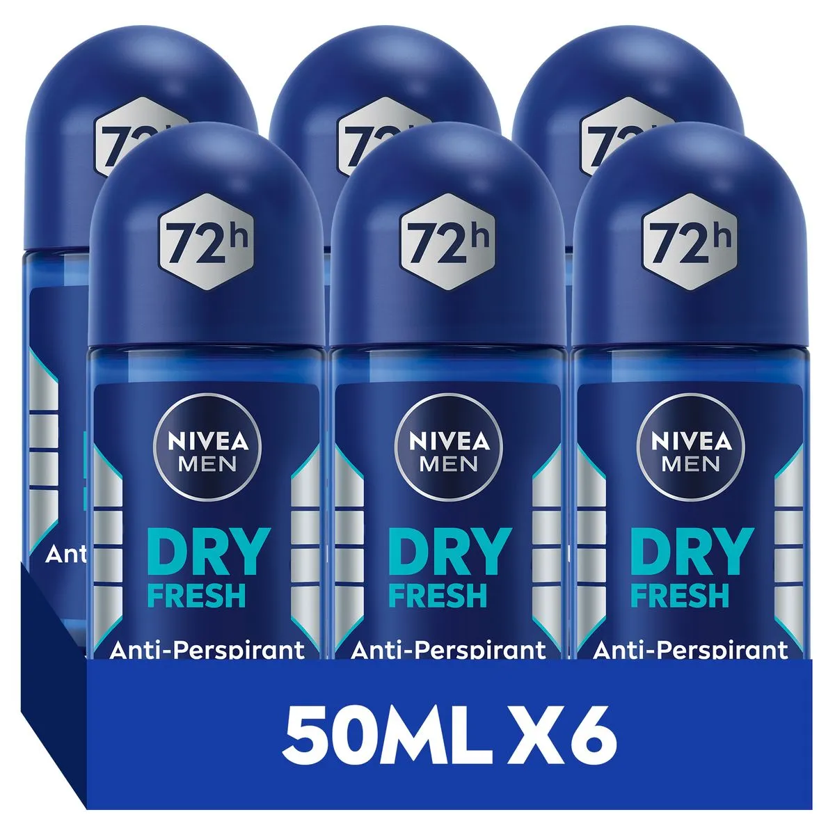 NIVEA MEN Dry Fresh Anti-perspirant Roll-On Deodorant, 6x50ml