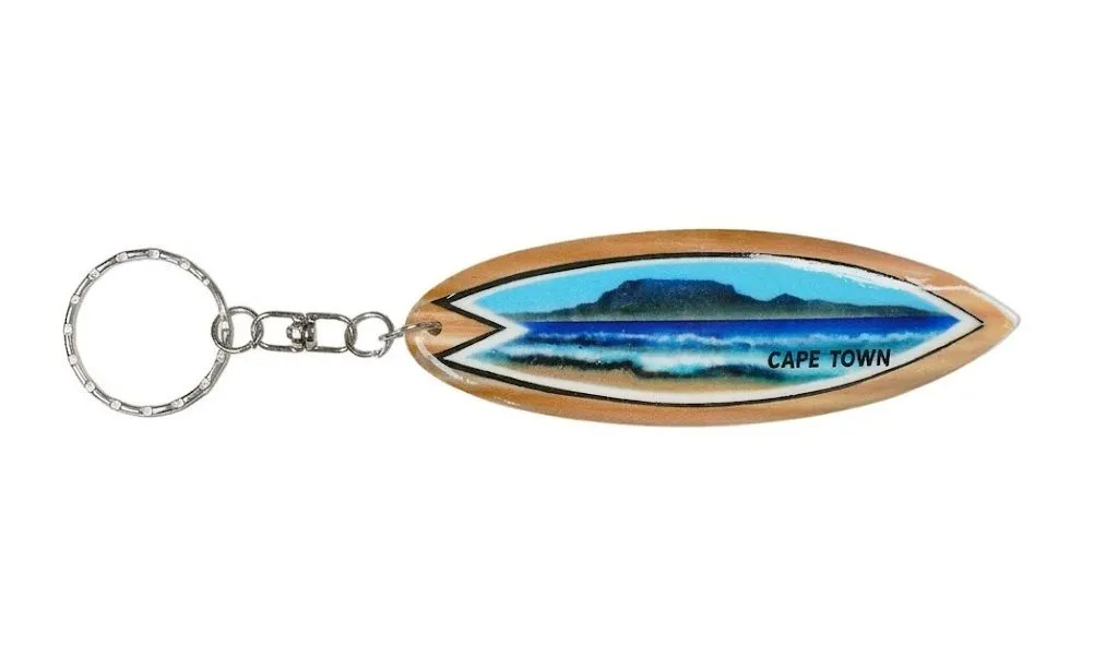 Keyring Wooden Surfboard - Cape Town Table Mountain 10cm