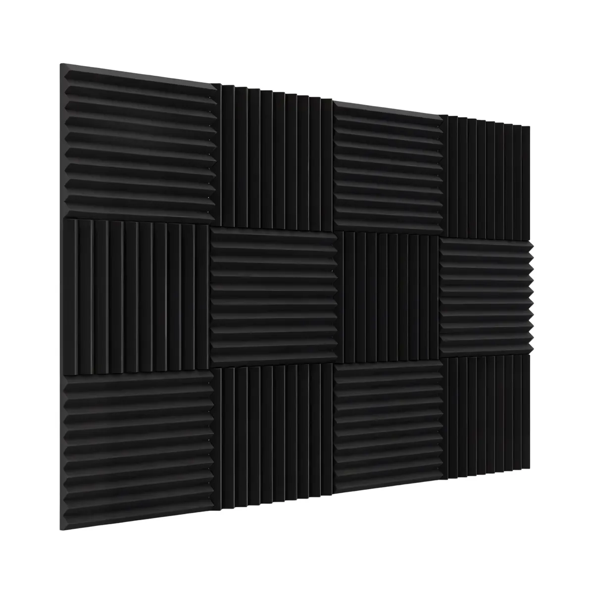 Studio Sound Proofing Foam Panels 12pc - Black