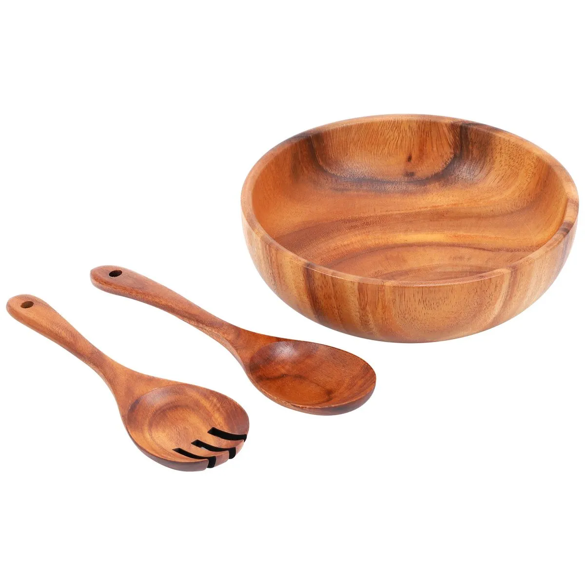 Salad Bowl-Large 9.4 Inch Acacia Wood with Spoon, for Fruit, Salad