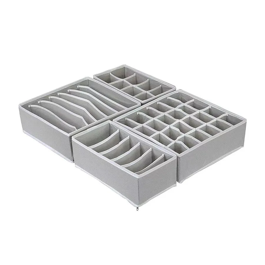 Simple And Thick Foldable Drawer-Type Clothing Storage Box Set - Grey