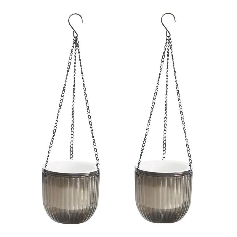 2 Pieces Hanging Planters Indoor Flower Pots, 6.5 Inch Outdoor Plant Hanger - Brown