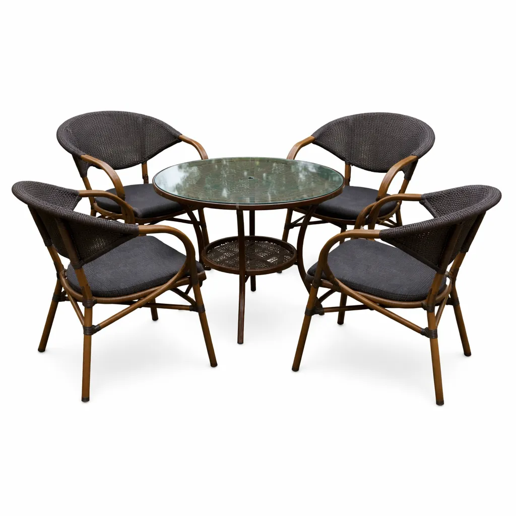 Garden Rattan Set - Table and 4 Chairs