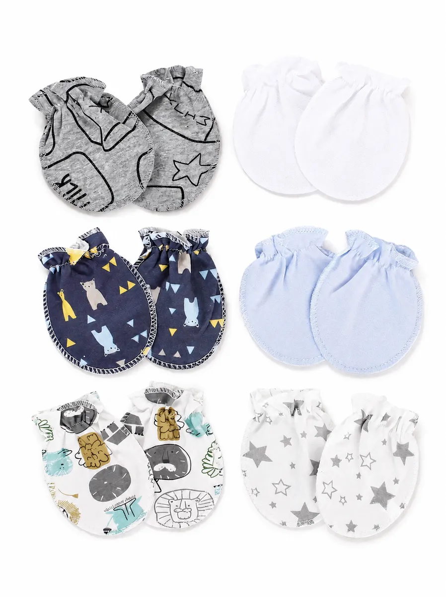 6-Pair Newborn Anti-Scratch Baby Mitten Set