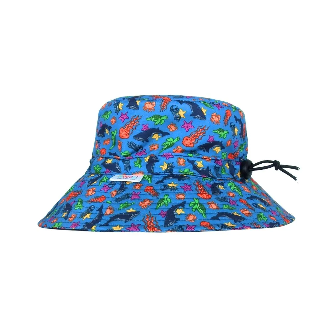 Moosel Hats Boys Wide Brim Bucket Sun Hat - Sea Creatures