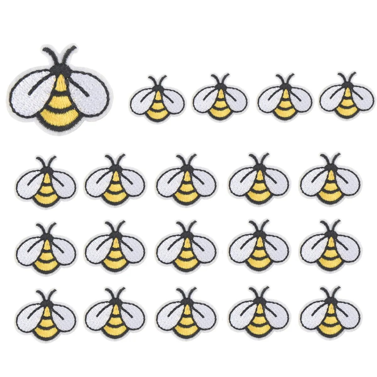 20 PCS Bee Sewing Patches Sew on Decor for Clothes Jackets DIY Art