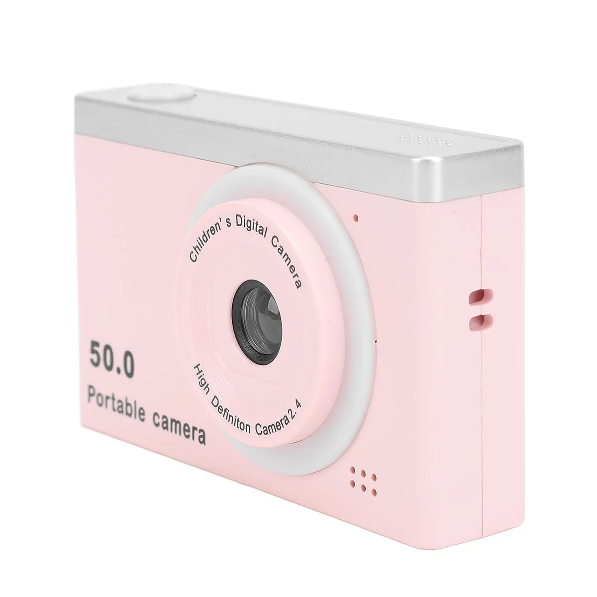 Compact Kids Camera, 50MP, 8X Zoom, Front Rear Lenses, With Filter, Pink