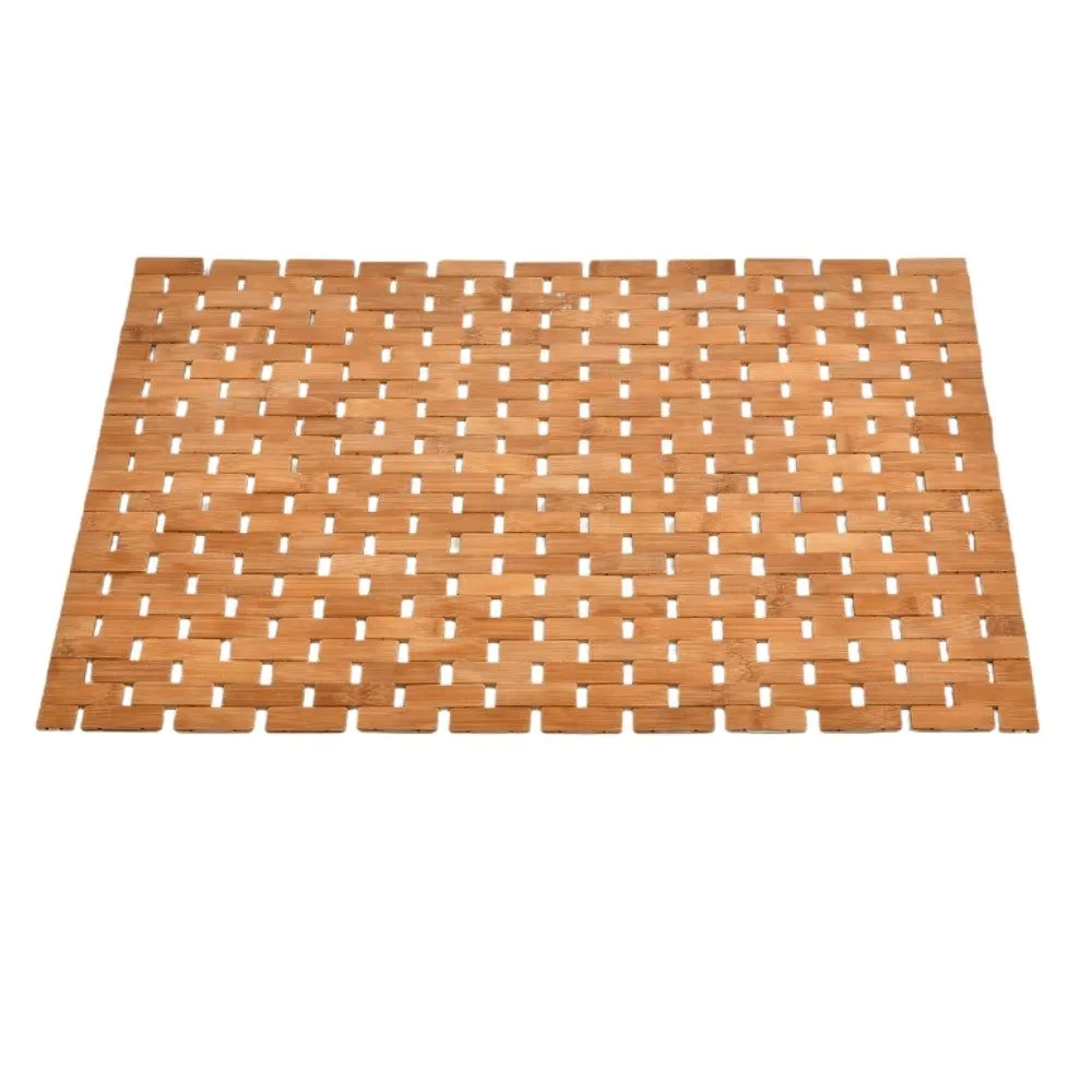 80cm Foldable Bamboo Anti Slip Bath Floor Mat for Showers - Natural