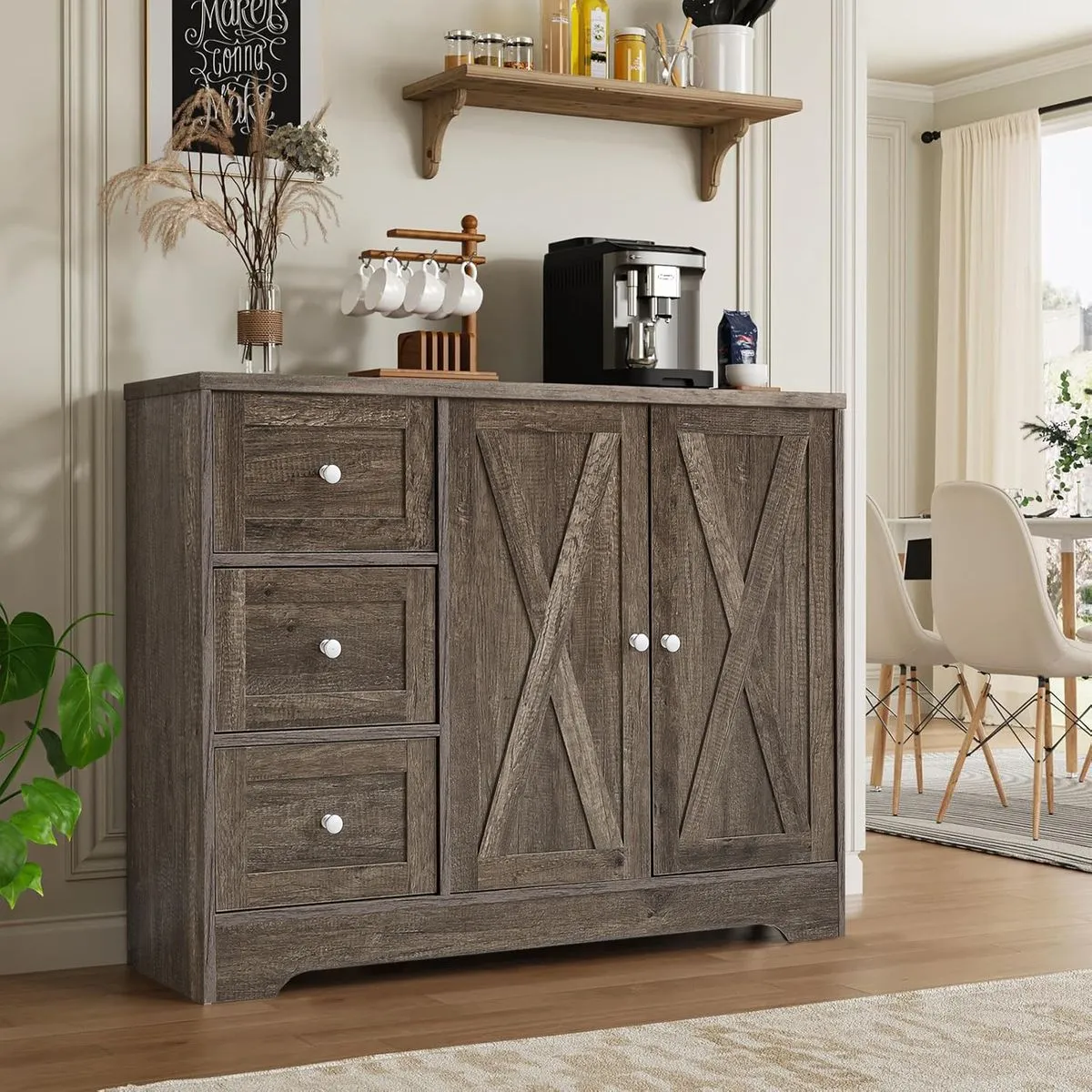 Storage Cabinet Sideboard Kitchen Buffet Drawers Coffee Worktops