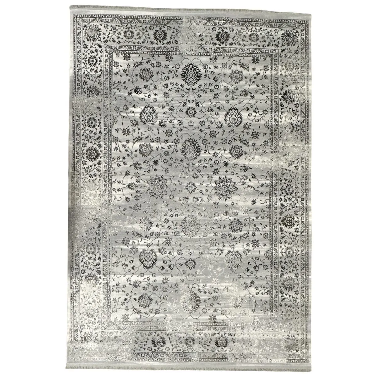 Floral Choubi Floral Design Machine-Made Contemporary Grey Area Rug, 3x2m]