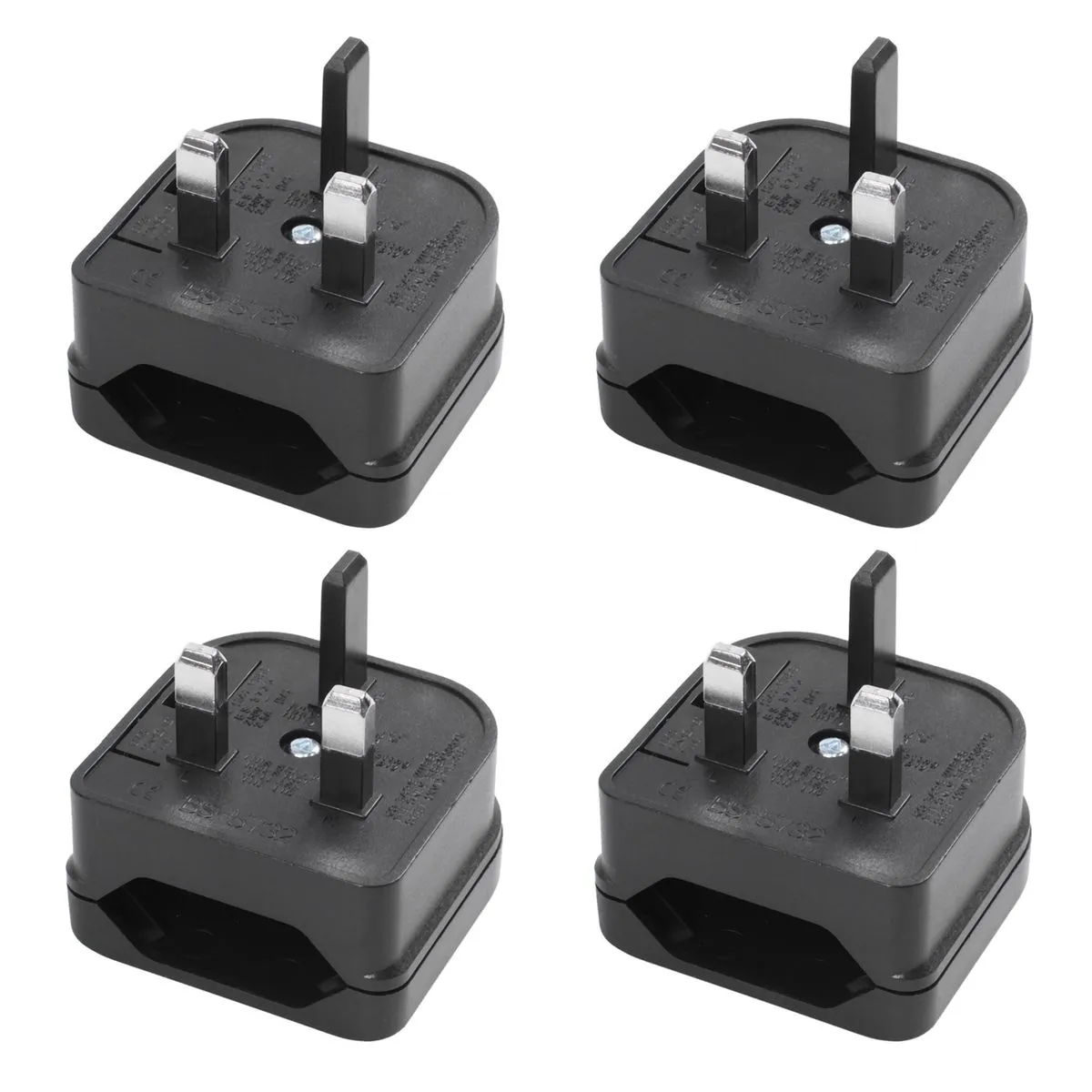 4X Euro 2 Pin to 3 Pin Converter Plug Adapter Black