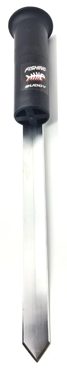 Fishing Buddy Aluminium Single Fishing Rod Stand Sand Spike Black - 50cm