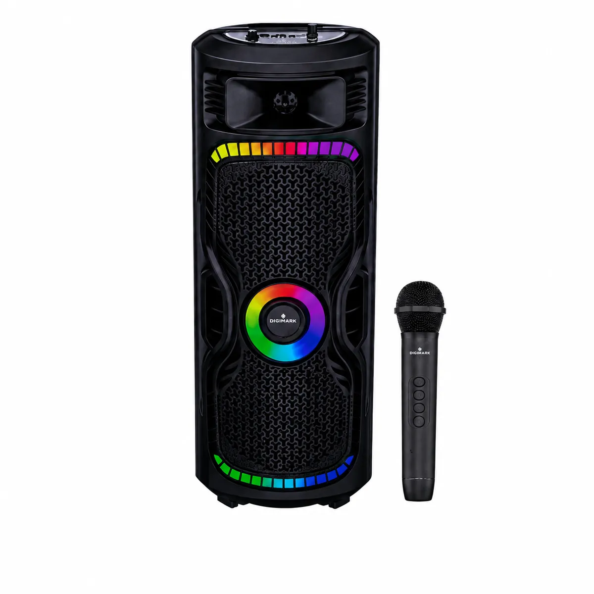 Portable Party Speaker, 8-Inch Dual Woofer with Wireless Microphone