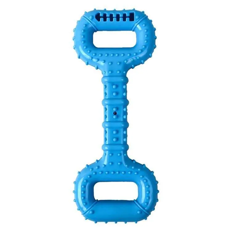 Durable Rubber Dog Tug Toy With Handle Teething Chew For Pets - Blue