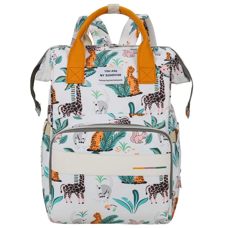 Baby Changing Diaper Bag Storage Monmmy Backpack with USB Charging - Giraffe