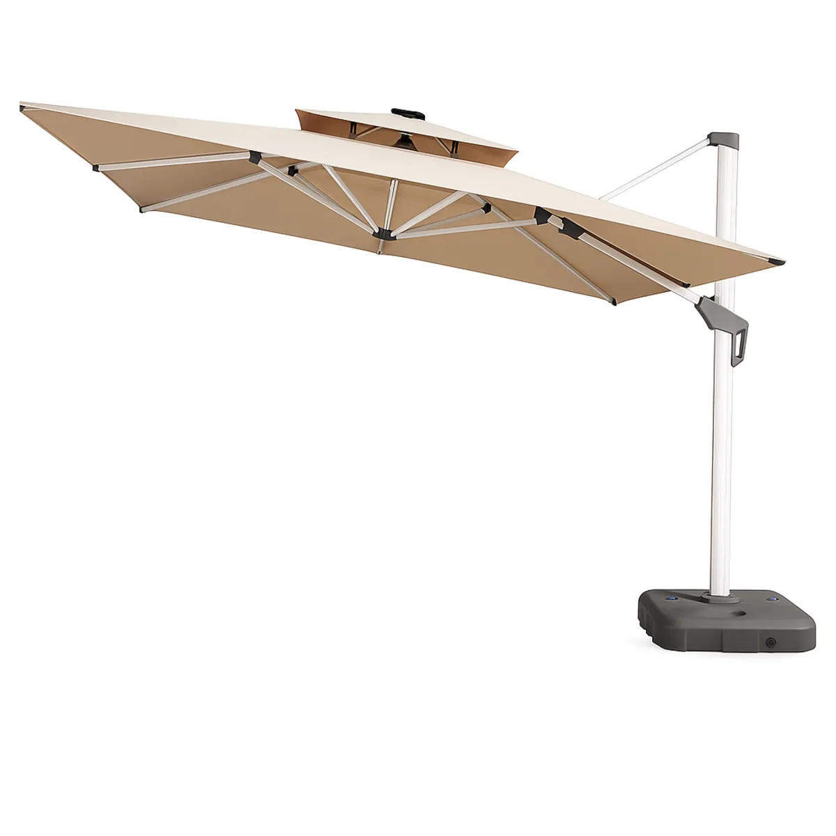 Solar LED Gazebo - Deluxe Outdoor Square Patio Gazebo - Khaki