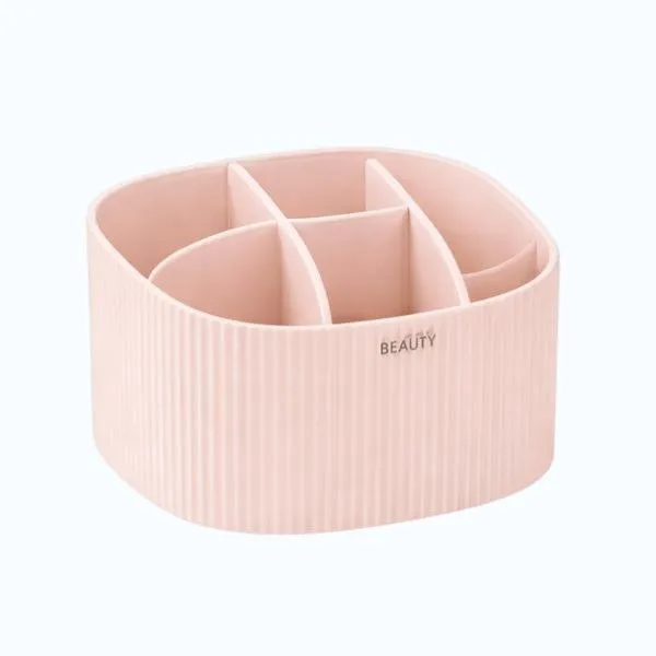 Modern Vanity Storage Organiser For Cosmetics & Brushes - Light Pink 