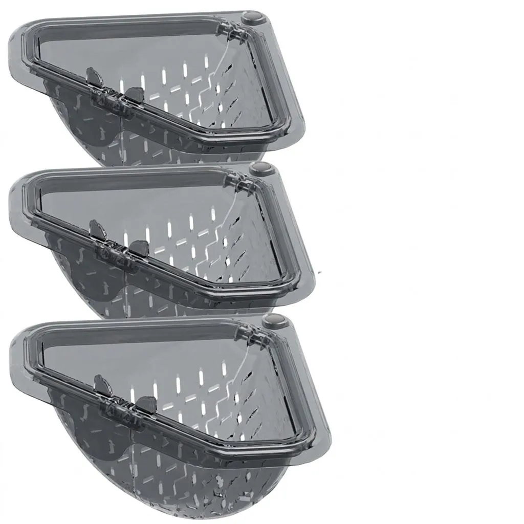 3-Pack Magnetic Sink Drain Basket - Triangular Corner Food Strainer