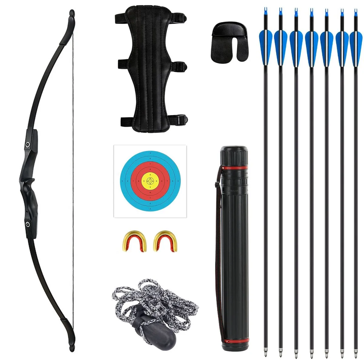 Recurve Bow and Arrow Set for Beginners - 8-Piece Archery Kit with Target