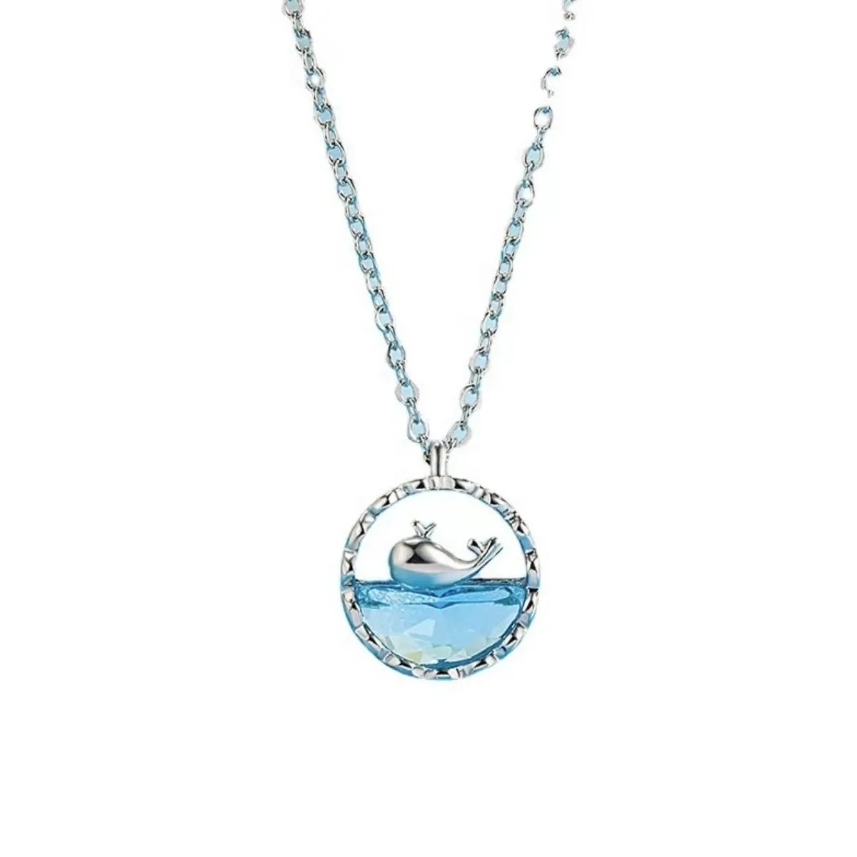 Dreamy Blue Ocean Whale Pendant Necklace