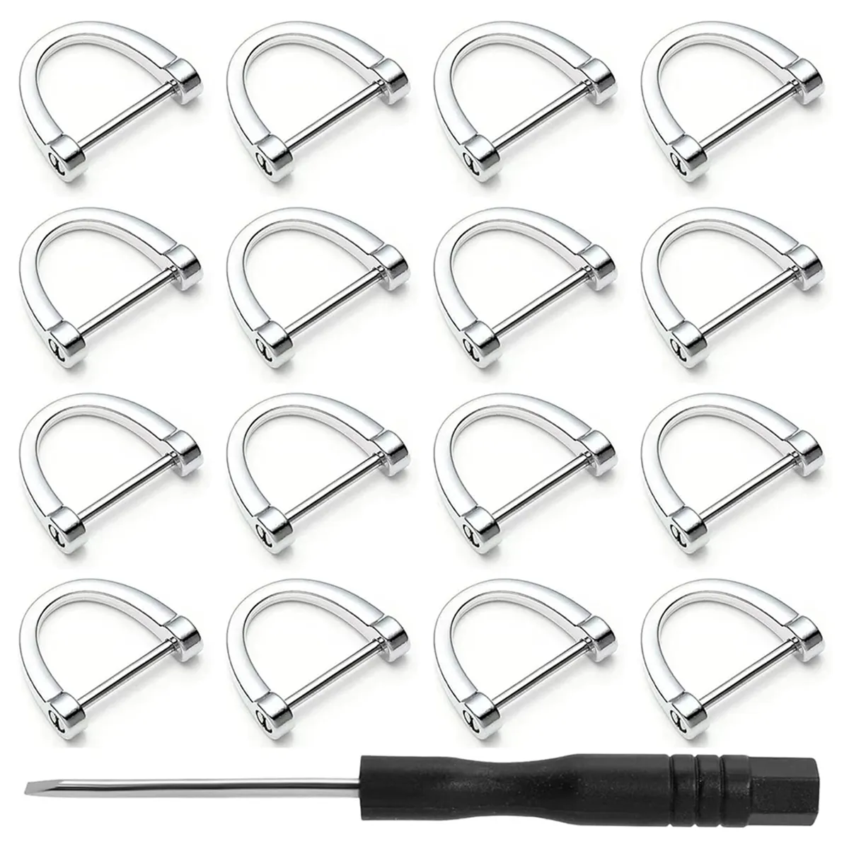 18 Pcs D Rings Screw in Shackle 3/4 Inch Horseshoe Buckle D Rings