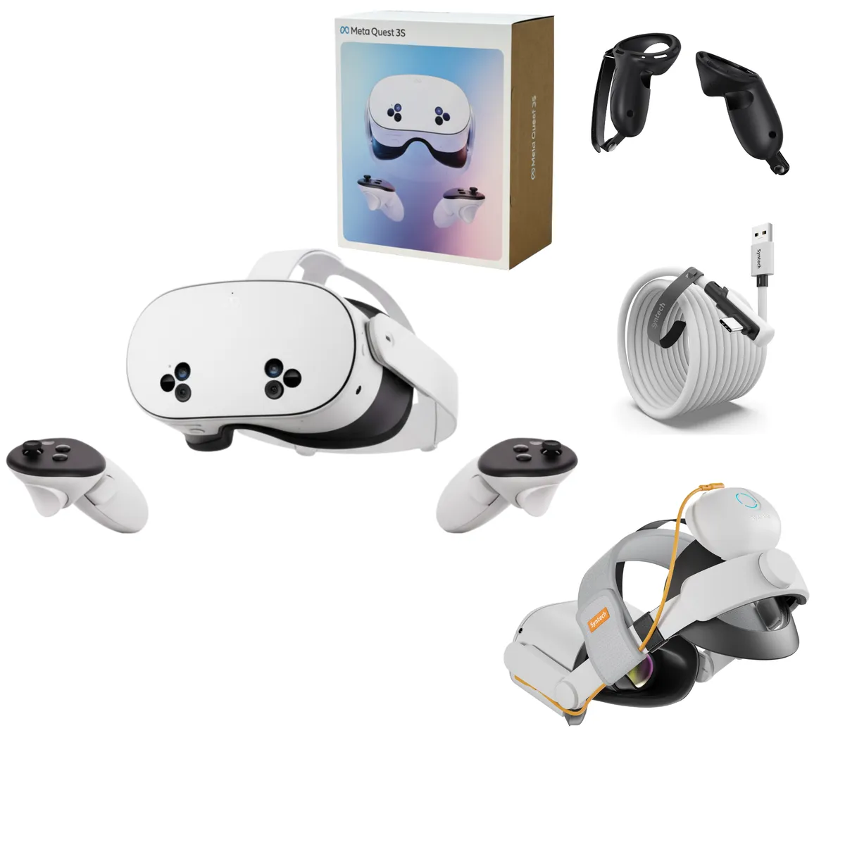 Meta Quest 3S - 128GB VR Bundle: Strap, Cable & Grips (Parallel Import)