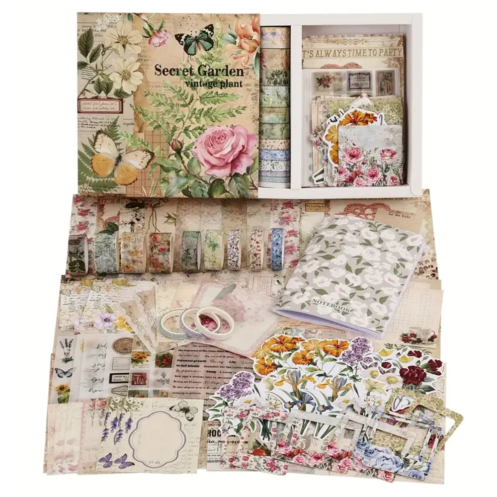 Secret Garden Vintage Botanical Scrapbooking Supplies Set