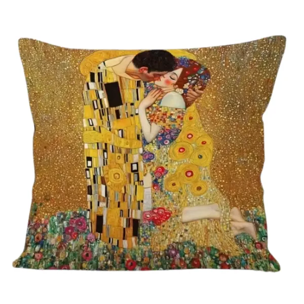 Klimt's "The Kiss" Art Nouveau Luxury Pillow Cover - 45 x 45 cm
