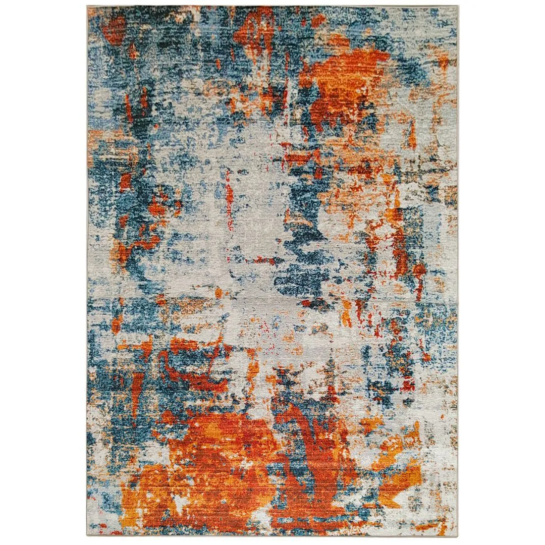Urban Thread Dune Style Area Rug Abstract Desert Horizon Blue Orange & Gray