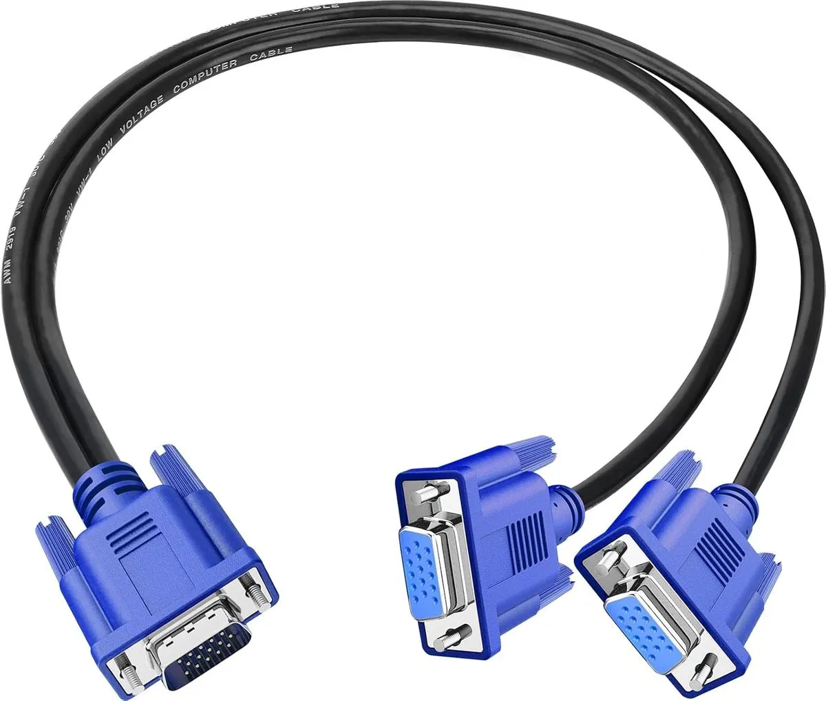 Super Electronics VGA Splitter Cable 1080P Dual Monitor Y-Cable Adapter
