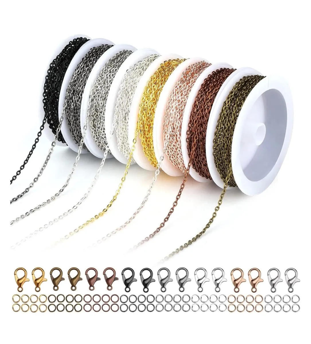 8 Colors Jewelry Making Chain Link, 9.84ft DIY Necklace Accessories, 2mm
