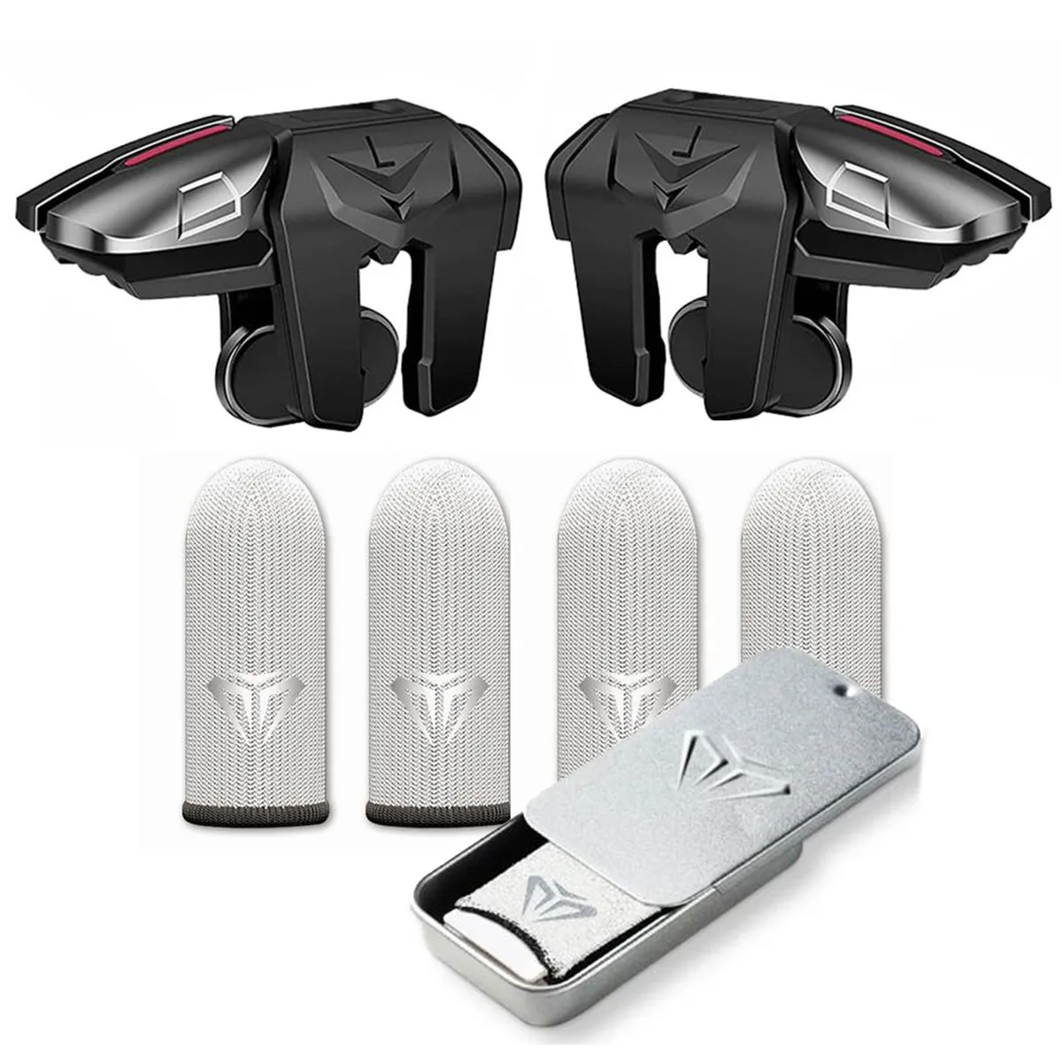 Mobile Game Triggers Combo with Silver Fiber Thumb Gloves Aim&Fire Trigger