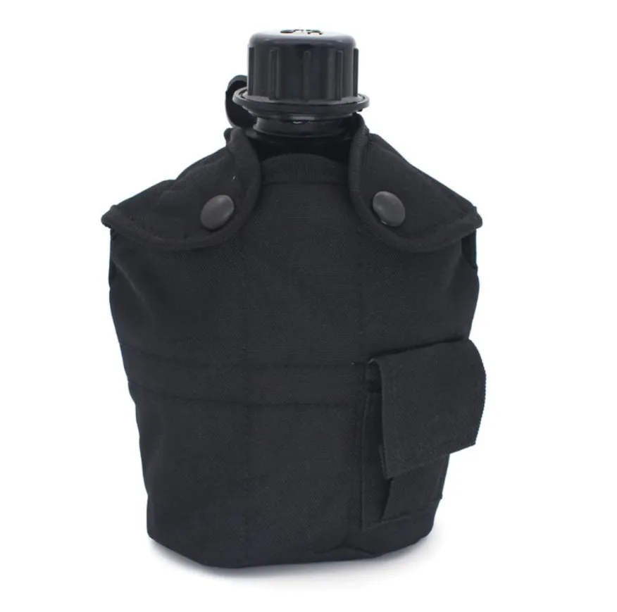 1L Outdoor Army Military Water Bottle - Black