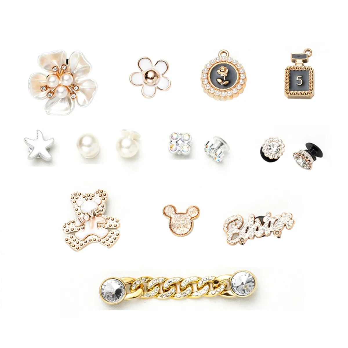 Bling Shoe Charms for Women Shoe Decoration Clog Charms - 15 Pieces