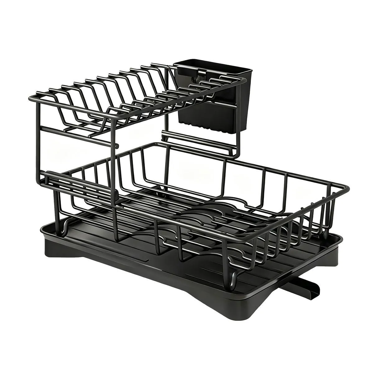 Iron Double Layer Dish Draining Rack Drying Tray Kitchen Drainer