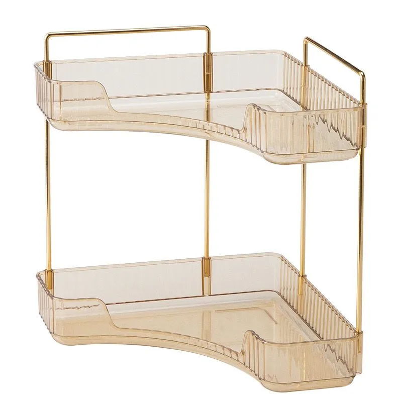2 Tier Corner Rack Bathroom Kitchen Organizer Light Luxury Amber