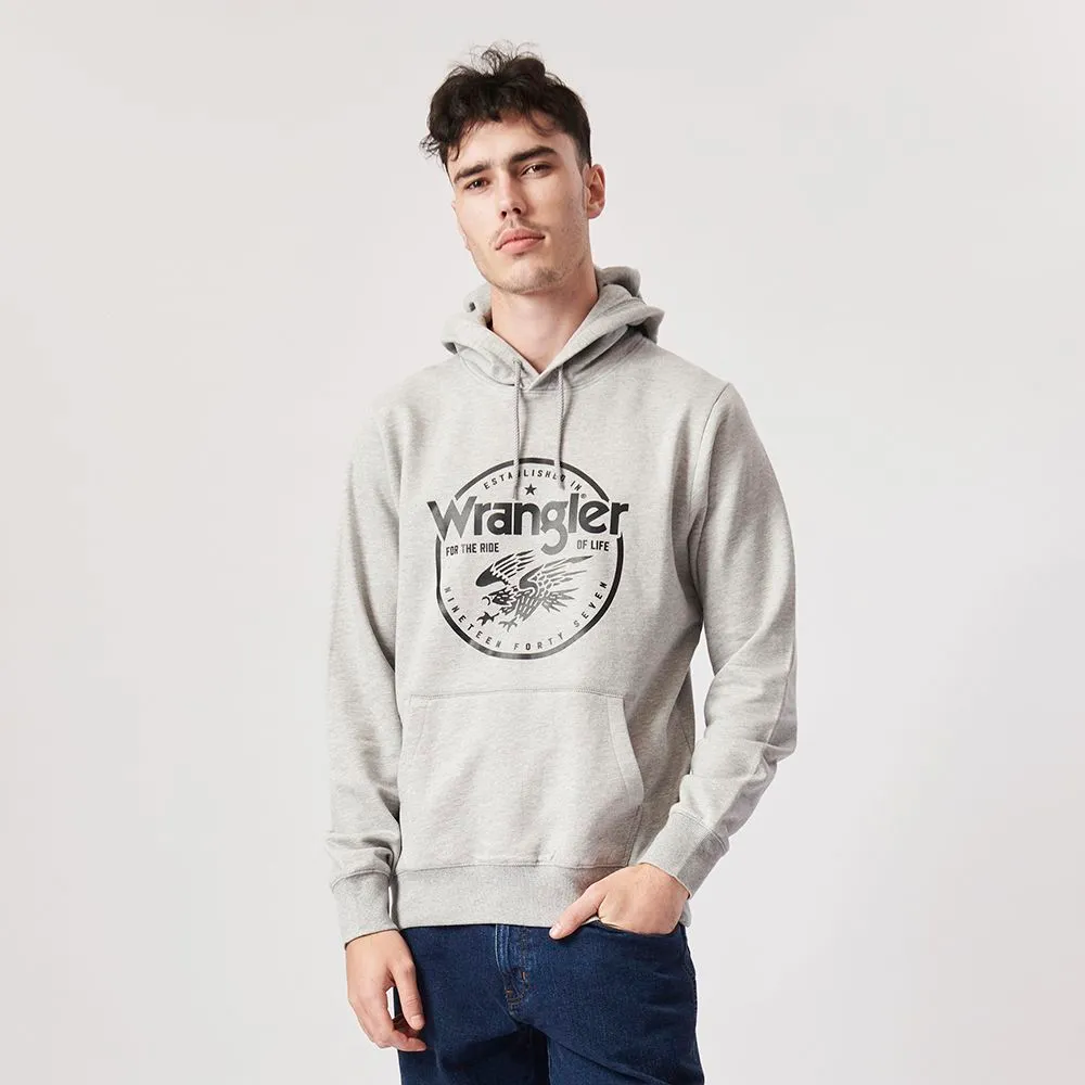 Wrangler Men's Eggull Hooded Sweat Fleece - Grey Melange