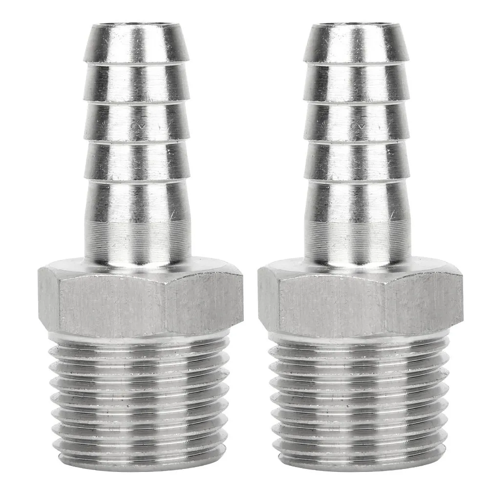 2PCS 1/2in BSPT Male to 10mm Barb Hose Connector