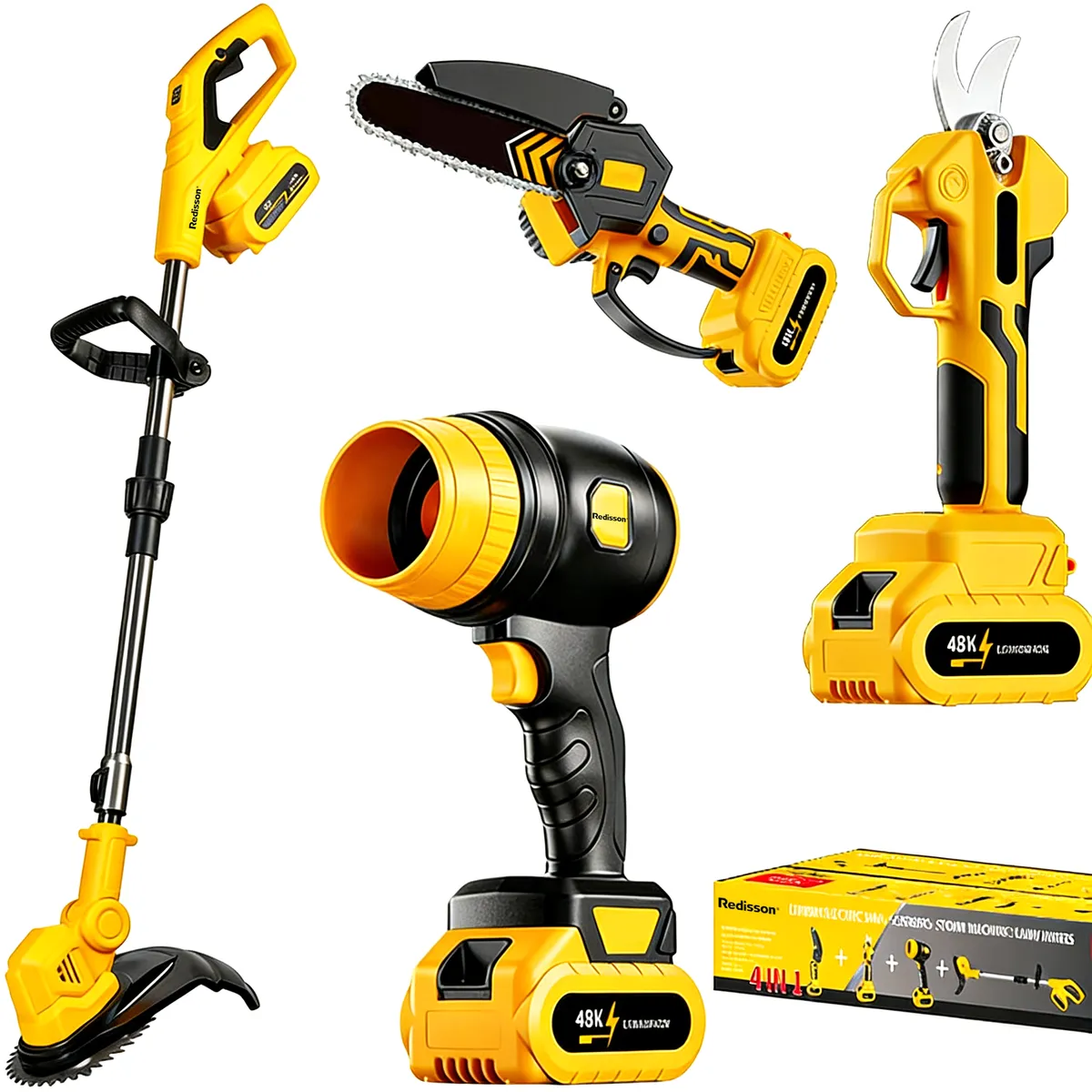 Chainsaw, Pruning Shears, Grass Trimmer, Leaf Blower Garden Tools Set