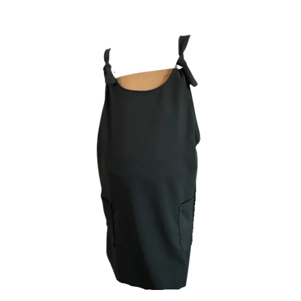 Maternity Overalls Dress with Shoulder less Top-Black & Brown