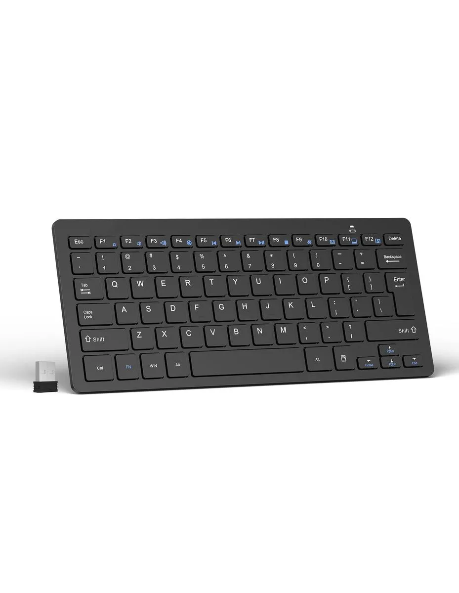2.4G Wireless Keyboard - Mini Compact Keyboard with Multimedia Shortcuts