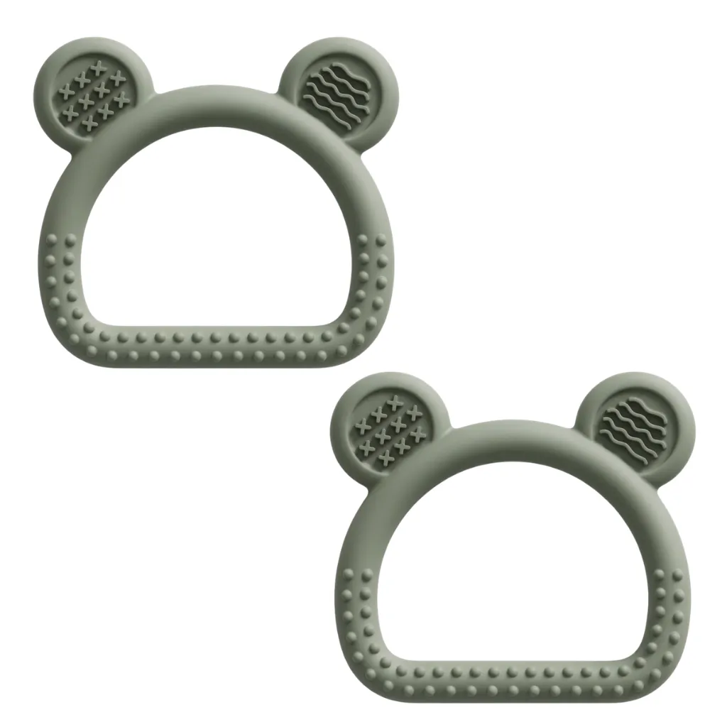 2 Pack - Bear-Ear Teething Ring - Dark Green