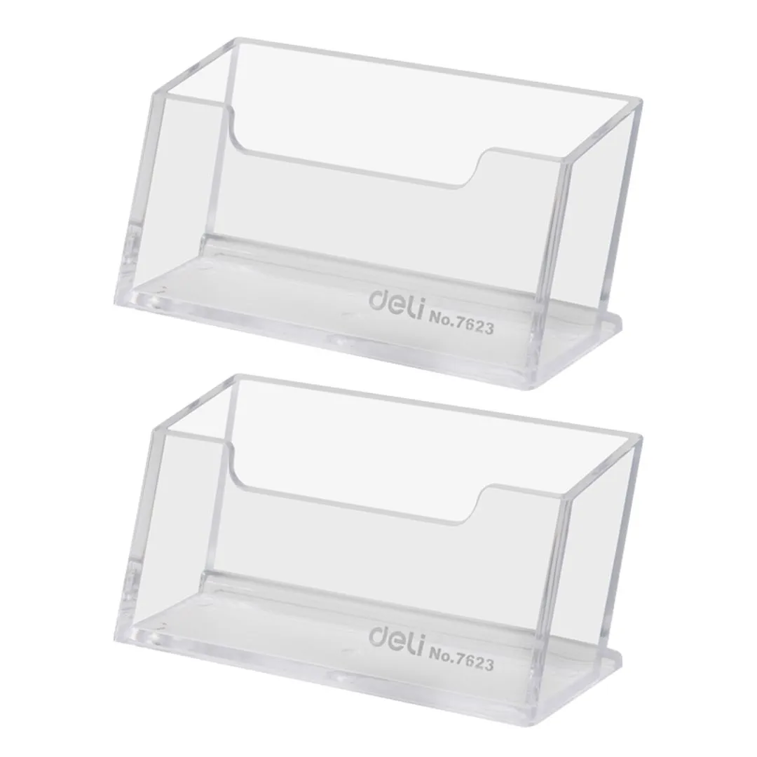 2 Pack Business Card Holder Deli Transparent 100×38×82mm Transparent