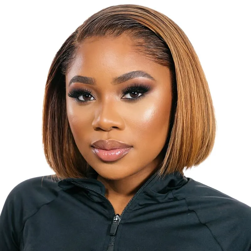 8Inch Brazilian Frontal Highlight Straight Wig-13x4Full Frontal Bob Wig