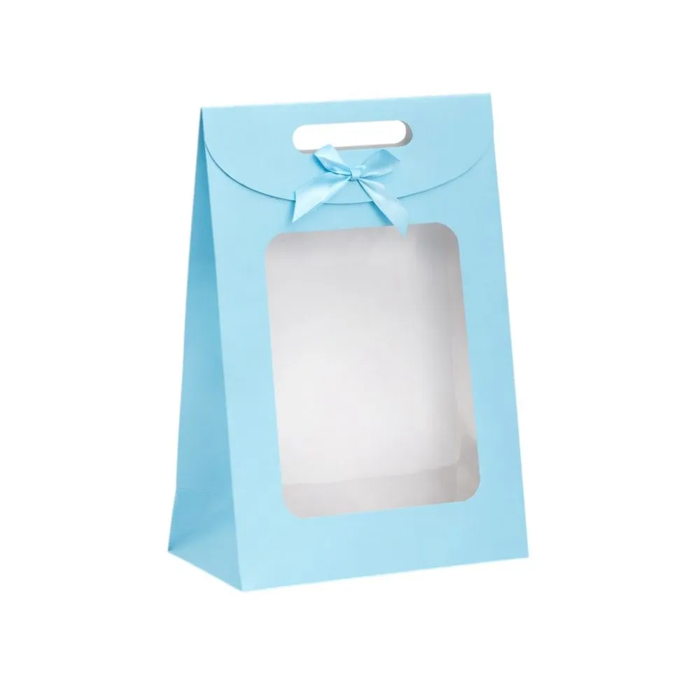 10 Pack - Durable Flip Window Gift Bag - Blue